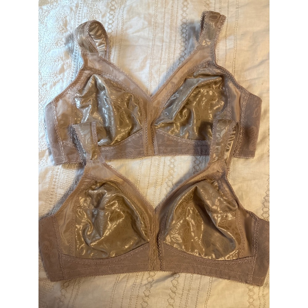 Playtex 18hr Full Figure Mocha Ultimate Shoulder Comfort Wireless Bra 42B x2